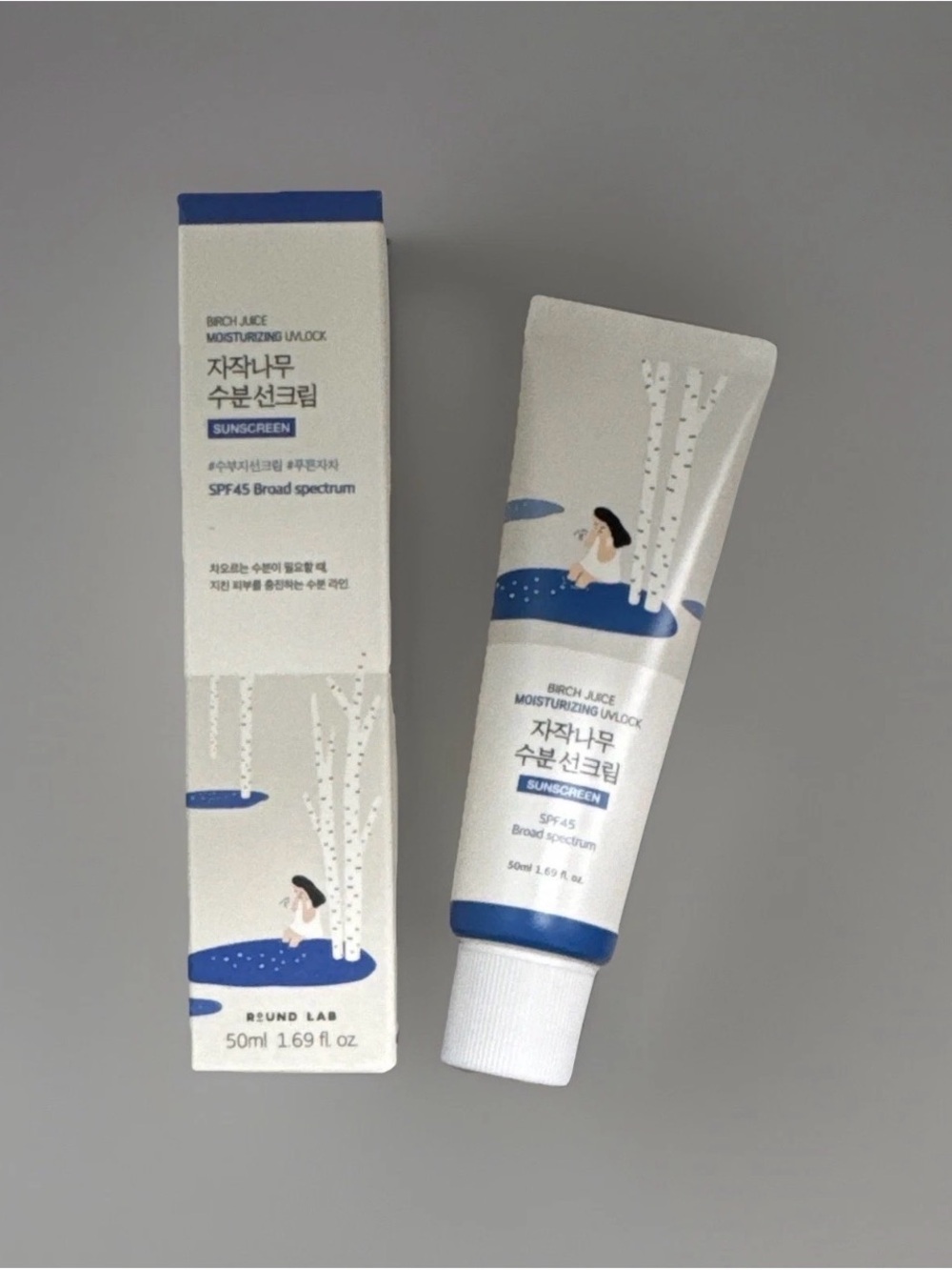 ROUND LAB Birch Juice Moisturizing Sunscreen SPF45 50ml Broad Spectrum NIB